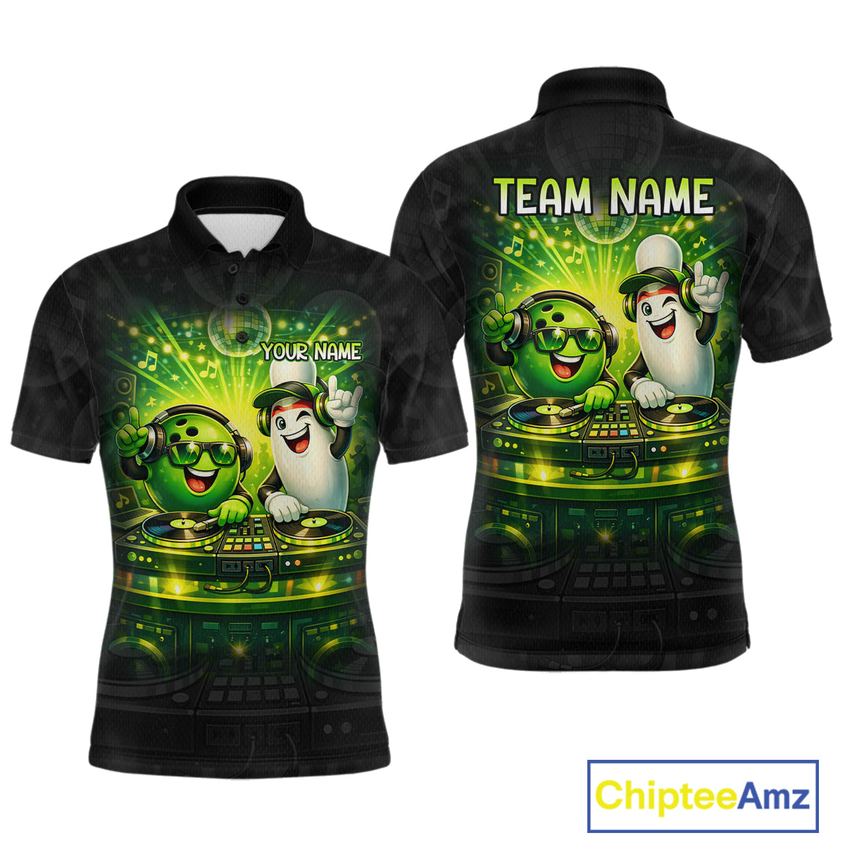 Custom Funny Music Bowling Jersey for Men Bowling Team Shirts Bowling League Polo & 1/4 Zip HNT495