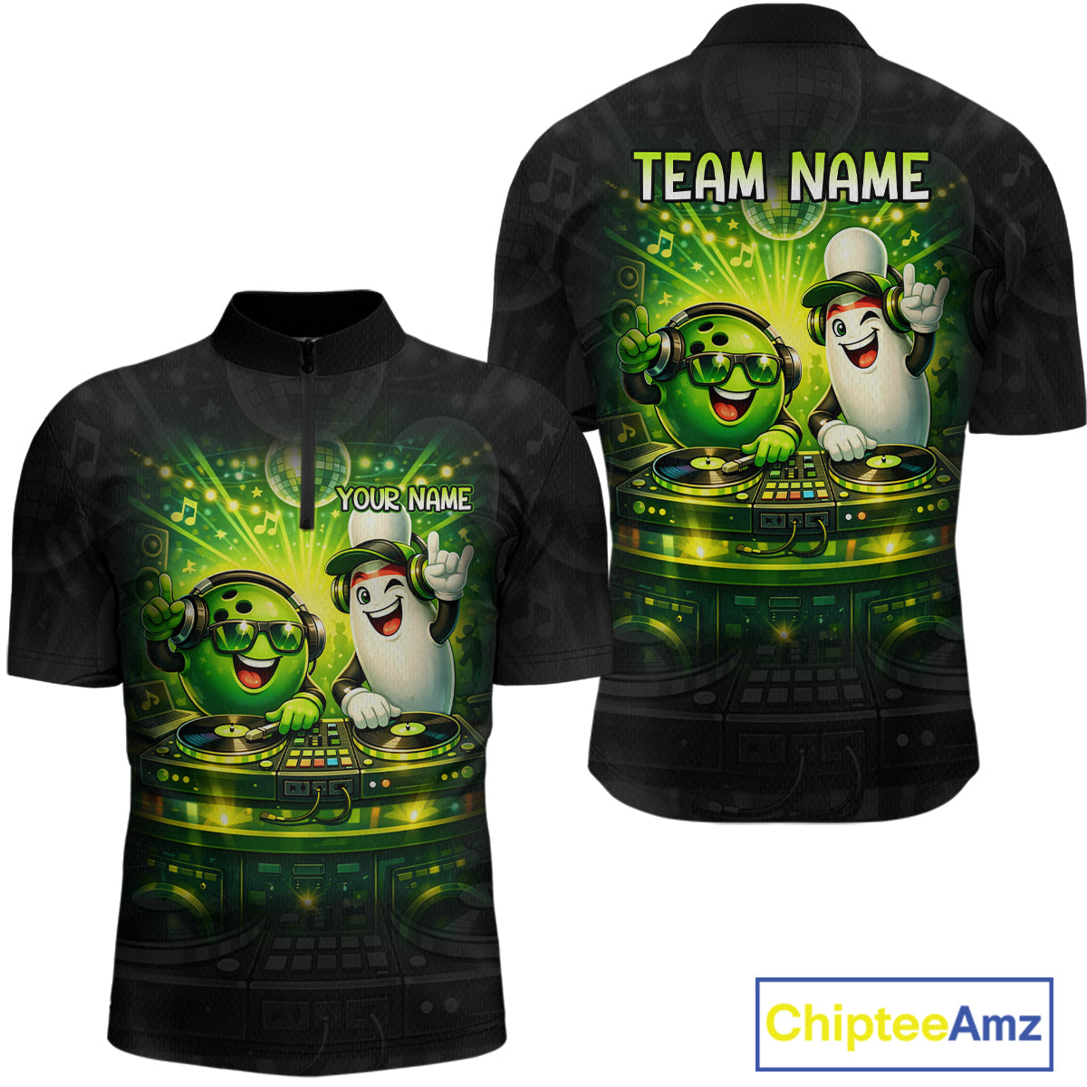 Custom Funny Music Bowling Jersey for Men Bowling Team Shirts Bowling League Polo & 1/4 Zip HNT495