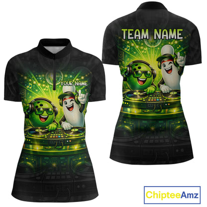 Custom Funny Music Bowling Jersey for Women Bowling Team Shirts Bowling League Polo & 1/4 Zip HNT495