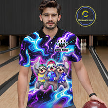 Load image into Gallery viewer, Custom Funny Sloth Bowling Jersey for Men Purple Blue Neon Bowling Team Shirts Bowling League HNT307