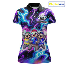 Load image into Gallery viewer, Custom Funny Sloth Bowling Jersey for Women Purple Blue Neon Bowling Team Shirts Bowling League HNT307