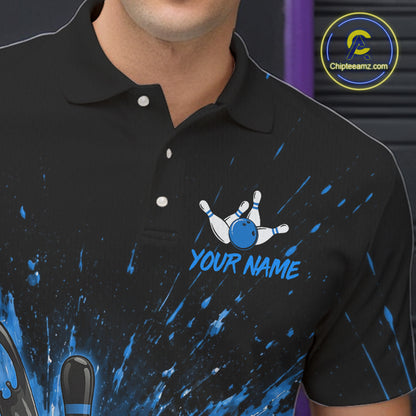 Personalized Blue Bowling Jerseys For Men, Custom Bowling Team Shirts Bowling Pin And Ball HNT494