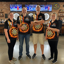 Load image into Gallery viewer, Custom Flame US Flag Darts Shirt for Men Darts Team Jerseys Dart Tournament Polo &amp; 1/4 Zip NNT115
