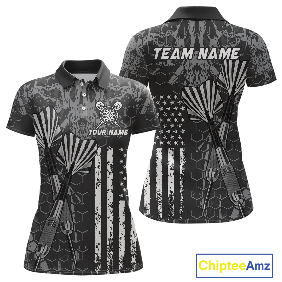 Custom US Flag Darts Shirt for Women Darts Team Jerseys Dart Tournament Polo & 1/4 Zip NNT113