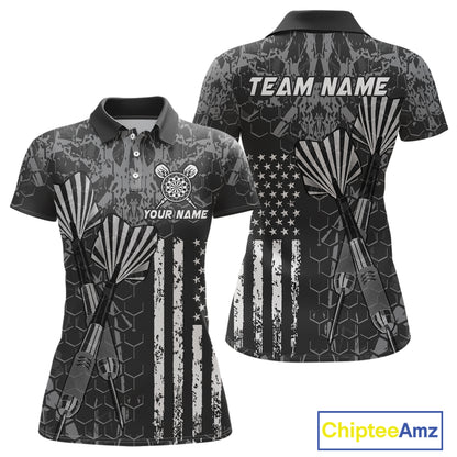 Custom US Flag Darts Shirt for Women Darts Team Jerseys Dart Tournament Polo & 1/4 Zip NNT113