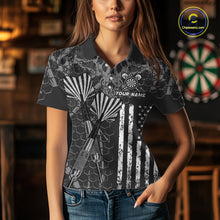 Load image into Gallery viewer, Custom US Flag Darts Shirt for Women Darts Team Jerseys Dart Tournament Polo &amp; 1/4 Zip NNT113