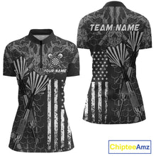 Load image into Gallery viewer, Custom US Flag Darts Shirt for Women Darts Team Jerseys Dart Tournament Polo &amp; 1/4 Zip NNT113
