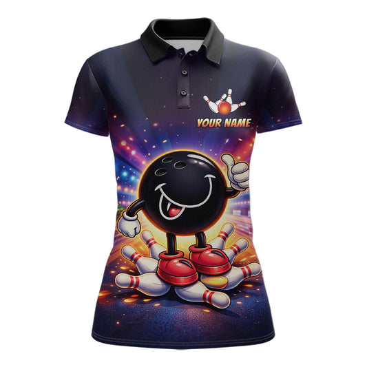 Custom Funny Bowling Jersey for Women Bowling Tournament Polo & 1/4 Zip Bowling Team Shirts HNT221