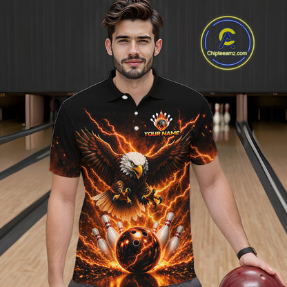 Custom Thunder Eagle Bowling Jersey for Men Bowling Team Shirts Bowling League Polo & 1/4 Zip HNT500