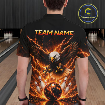 Custom Thunder Eagle Bowling Jersey for Men Bowling Team Shirts Bowling League Polo & 1/4 Zip HNT500