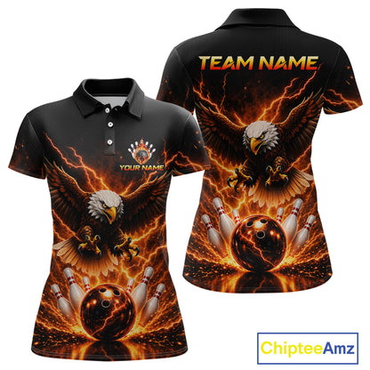 Custom Thunder Eagle Bowling Jersey for Women Bowling Team Shirts Bowling League Polo & 1/4 Zip HNT500