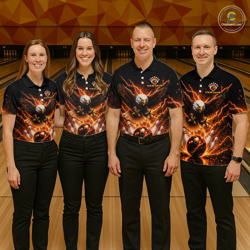 Custom Thunder Eagle Bowling Jersey for Men Bowling Team Shirts Bowling League Polo & 1/4 Zip HNT500