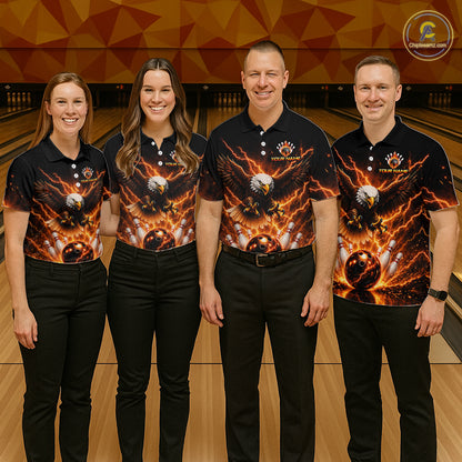 Custom Thunder Eagle Bowling Jersey for Men Bowling Team Shirts Bowling League Polo & 1/4 Zip HNT500