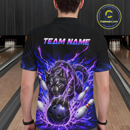 Custom Purple Thunder Wolf Bowling Jersey for Men Bowling Team Shirts Bowling Polo & 1/4 Zip HNT501
