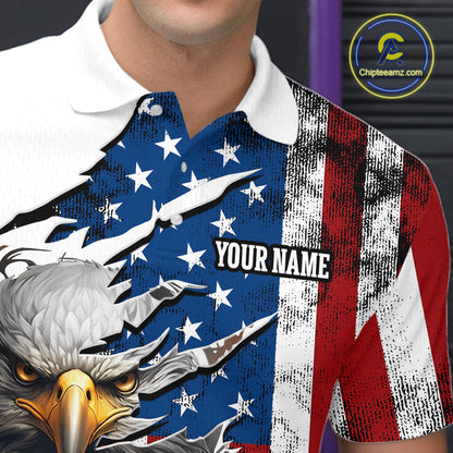 Custom American Flag Eagle Dart Shirts for Men Darts Team Jerseys Polo & 1/4 Zip NNT138
