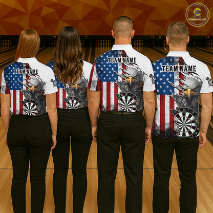 Custom American Flag Eagle Dart Shirts for Women Darts Team Jerseys Polo & 1/4 Zip NNT138