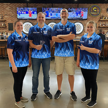 Load image into Gallery viewer, Custom Blue Fire Flame Darts Board Dart Tournament Dart Shirts For Men Darts Team Jerseys NNT118