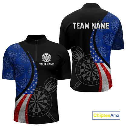 Custom US Flag Dart Shirt For Men, Patriotic Dart Jersey Dart Tournament Retro Darts Board NNT117