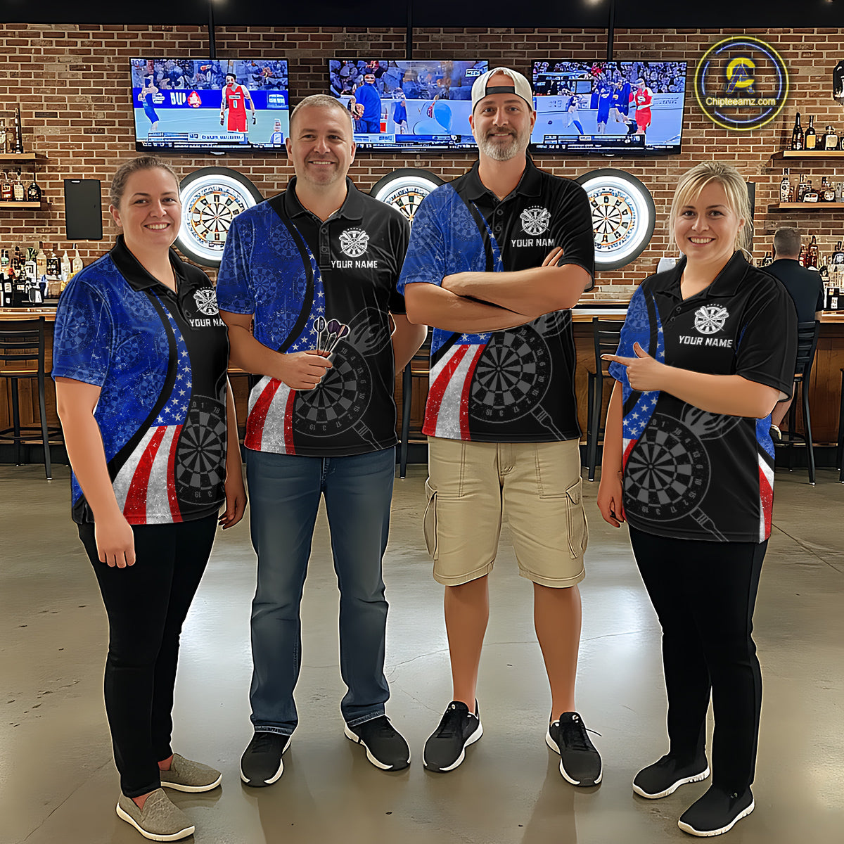 Custom US Flag Dart Shirt For Men, Patriotic Dart Jersey Dart Tournament Retro Darts Board NNT117