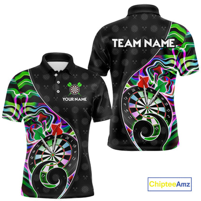 Custom Green Neon Wave Darts Shirt for Men Darts Team Jerseys Dartboard Shirt NNT295