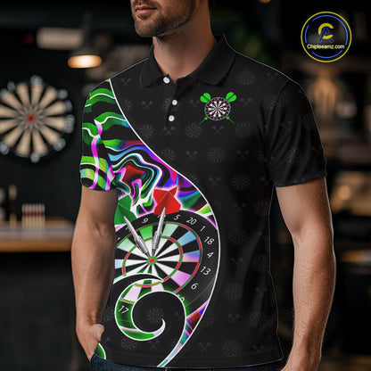 Custom Green Neon Wave Darts Shirt for Men Darts Team Jerseys Dartboard Shirt NNT295