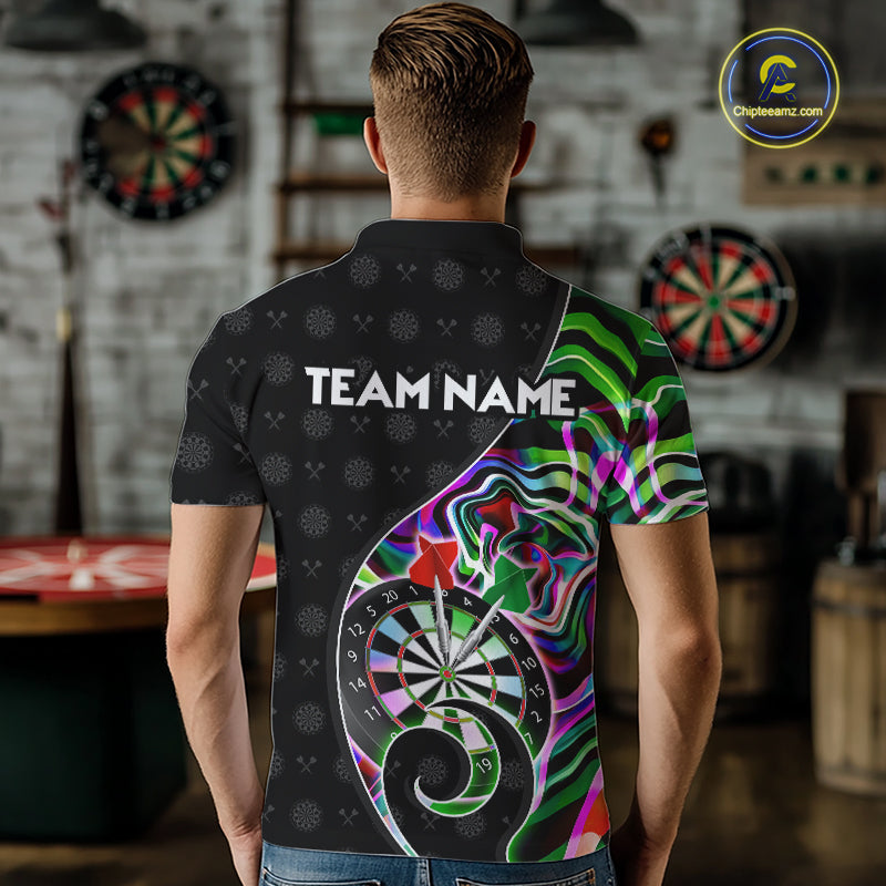 Custom Green Neon Wave Darts Shirt for Men Darts Team Jerseys Dartboard Shirt NNT295