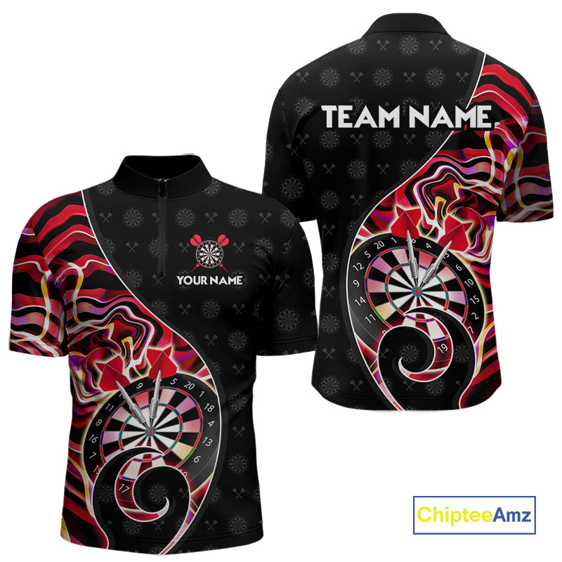 Custom Red Neon Wave Darts Shirt for Men Darts Team Jerseys Dartboard Shirt NNT295