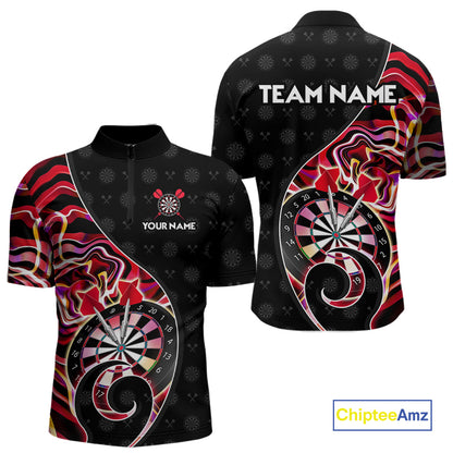 Custom Red Neon Wave Darts Shirt for Men Darts Team Jerseys Dartboard Shirt NNT295