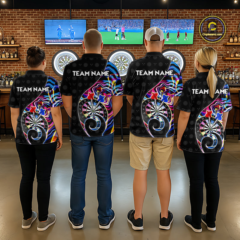 Custom Blue Neon Wave Darts Shirt for Women Darts Team Jerseys Dartboard Shirt NNT295
