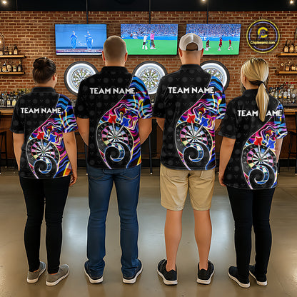 Custom Blue Neon Wave Darts Shirt for Men Darts Team Jerseys Dartboard Shirt NNT295