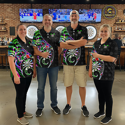 Custom Green Neon Wave Darts Shirt for Men Darts Team Jerseys Dartboard Shirt NNT295