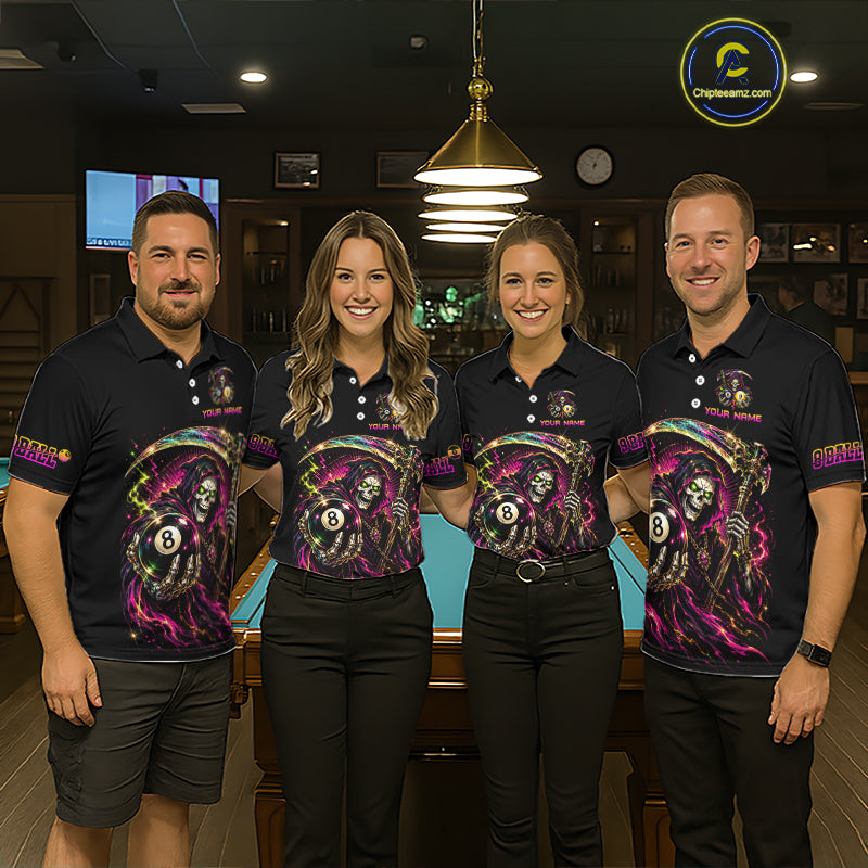 Custom Grim Reaper 8 Ball & 9 Ball Billiard Shirt for Women Billiard Team Jersey Billiard League NNT189