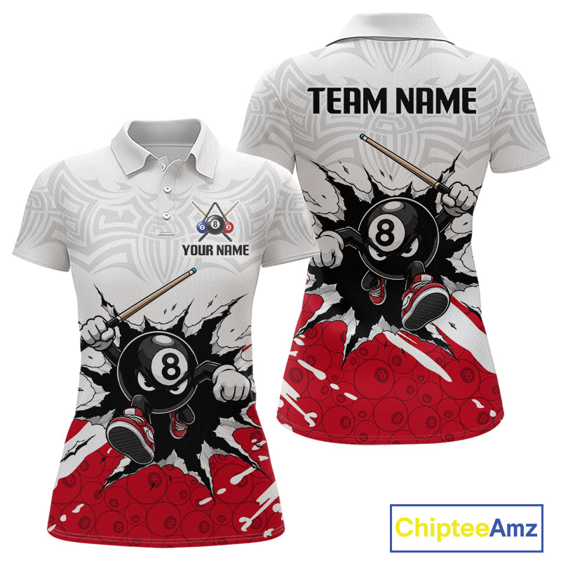 Customizable polo shirt with 8-ball design on a white background, featuring 'Chiptee Amz' branding.