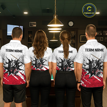 Four people wearing matching sports jerseys with 'Team Name' printed on the back in a casual setting.