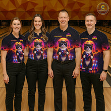 Load image into Gallery viewer, Custom Funny Neon Cat Bowling Jersey for Women Bowling Tournament Polo &amp; 1/4 Zip Bowling Team Shirts HNT210