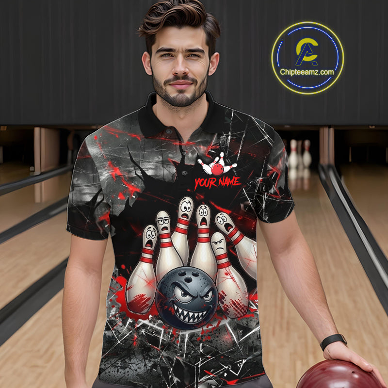 Cracked Angry Bowling Shirts for Men Custom Bowling Team Jersey Bowling League HNT286