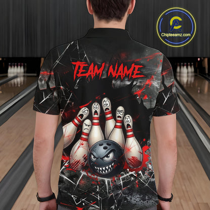 Cracked Angry Bowling Shirts for Men Custom Bowling Team Jersey Bowling League HNT286