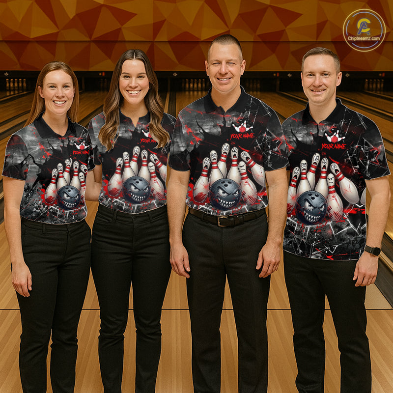 Cracked Angry Bowling Shirts for Men Custom Bowling Team Jersey Bowling League HNT286