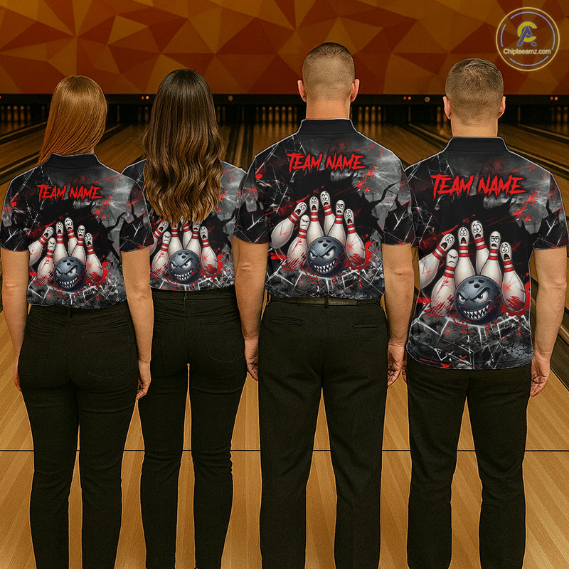 Cracked Angry Bowling Shirts for Men Custom Bowling Team Jersey Bowling League HNT286