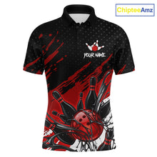 Load image into Gallery viewer, Custom Red Bowling Jerseys For Men, Personalized Bowling Team Shirts Bowling Pin And Ball HNT283