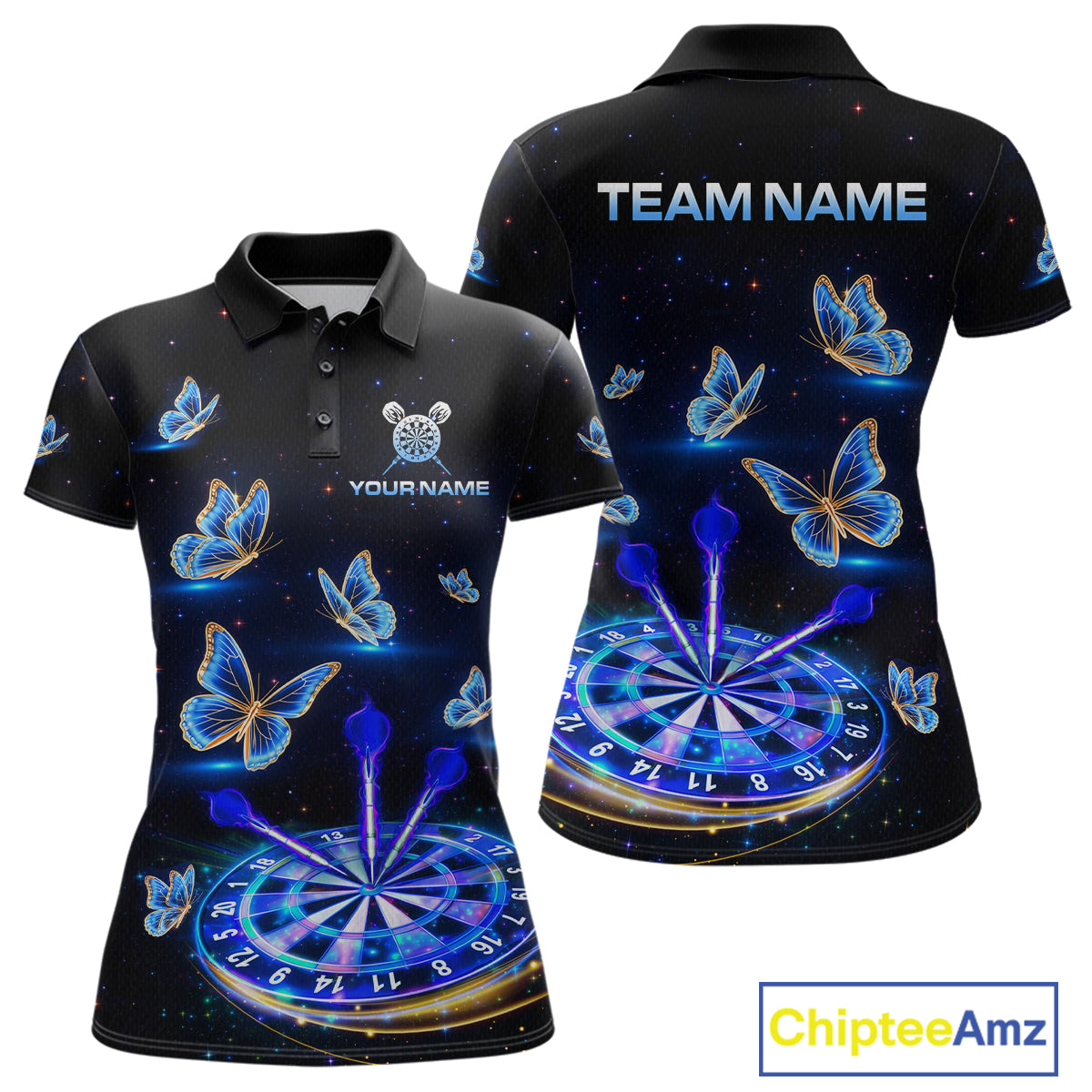 Custom Galaxy Butterflies Darts Board Dart Shirts For Women Darts Team Jerseys Dart League NNT151
