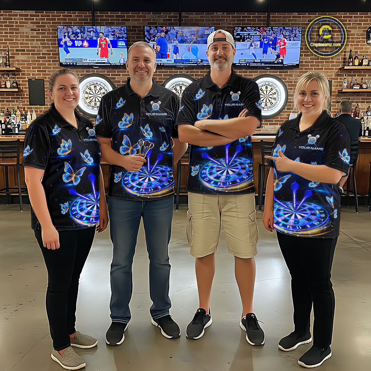 Custom Galaxy Butterflies Darts Board Dart Shirts For Women Darts Team Jerseys Dart League NNT151