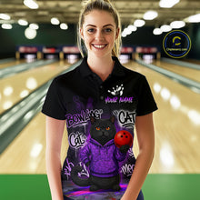 Load image into Gallery viewer, Custom Funny Black Cat Bowling Jersey for Women Bowling League Bowling Team Shirts HN289
