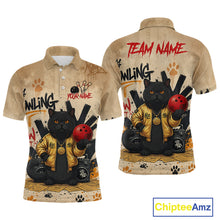 Load image into Gallery viewer, Custom Black Cat Bowling Jersey for Men Funny Cat Bowling League Bowling Team Shirts HN290
