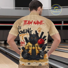 Load image into Gallery viewer, Custom Black Cat Bowling Jersey for Men Funny Cat Bowling League Bowling Team Shirts HN290