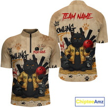 Load image into Gallery viewer, Custom Black Cat Bowling Jersey for Men Funny Cat Bowling League Bowling Team Shirts HN290