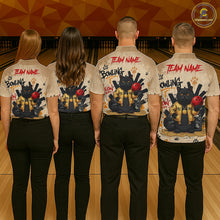 Load image into Gallery viewer, Custom Black Cat Bowling Jersey for Men Funny Cat Bowling League Bowling Team Shirts HN290
