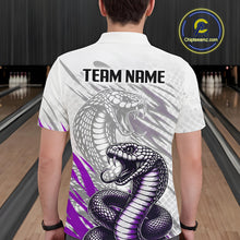 Load image into Gallery viewer, Person wearing a bowling shirt with snake design and 'TEAM NAME' text in a bowling alley.