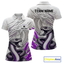 Load image into Gallery viewer, Polo shirt with snake design on a white background, featuring customizable text.