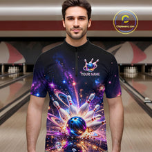 Load image into Gallery viewer, Galaxy Bowling Jersey for Men Bowling League Polo &amp; 1/4 Zip Custom Bowling Team Shirts HNT228